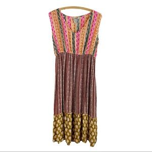 World Market L/XL Mixed Pattern Maxi Sleeveless Dress